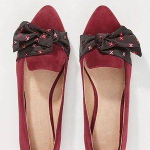 Anthropologie Suede Bow Flats